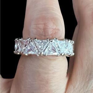 Infinity ring silver plated, shiny large clear CZ